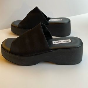 Steve Madden Slinky30 Black Platform Sandal, Wedge Slide Size 9 NWT